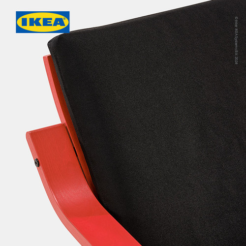 IKEA POANG Kursi Berlengan Sandaran Rendah Untuk Santai Merah / Vissle Hitam