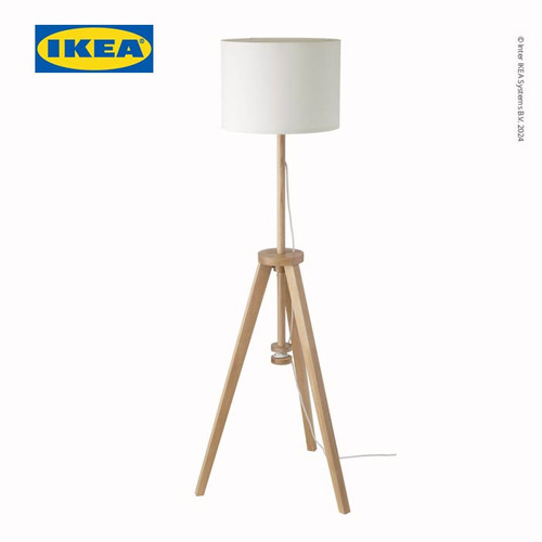IKEA LAUTERS Lampu Lantai / Lampu Baca Kayu Ash/Putih Minimalis