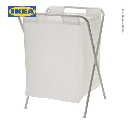 IKEA JALL Tempat Cucian / Pakaian Kotor Dengan Stand Putih 50L