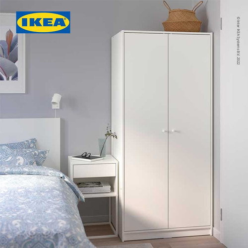 IKEA KLEPPSTAD Lemari Pakaian 2 Pintu Putih 79x176 cm