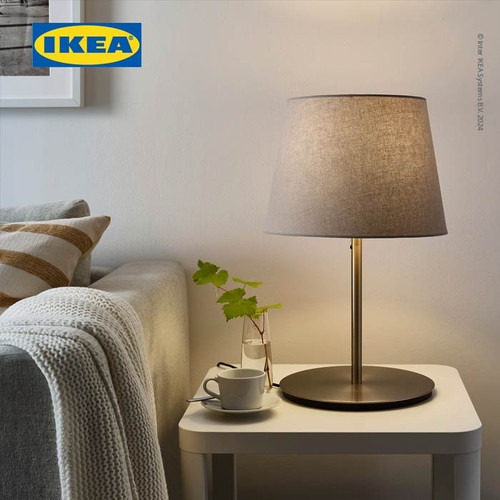 IKEA SKOTTORP Kap Lampu Abu-Abu Muda 33cm