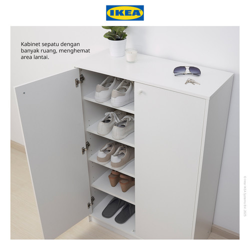 IKEA KLEPPSTAD Kabinet Tempat Sepatu Putih Minimalis 80x35x117 cm