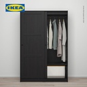 IKEA RAKKESTAD Lemari Pakaian Dengan Pintu Geser Hitam 117x176 cm