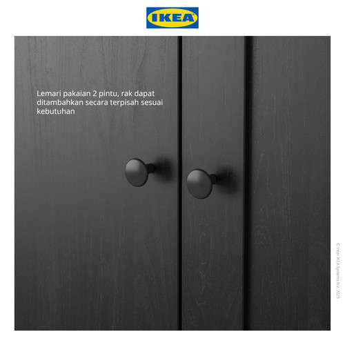 IKEA RAKKESTAD Lemari Pakaian 3 Pintu Minimalis Hitam 117x176 cm