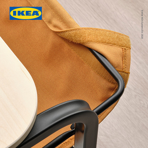 IKEA OLSEROD Meja Samping Serbaguna Antrasit / Kesan Kayu Birch 53x50 cm