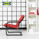 IKEA POANG Kursi Berlengan Sandaran Rendah Untuk Santai Hitam / Vissle Merah