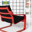 IKEA POANG Kursi Berlengan Sandaran Rendah Untuk Santai Merah / Vissle Hitam