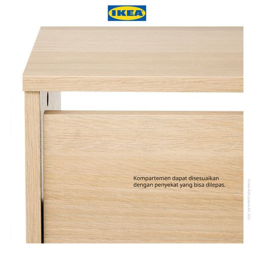 IKEA BISSA Rak Kabinet Sepatu Dengan 3 Kompartmen Efek Kayu Oak 49x28x135 cm