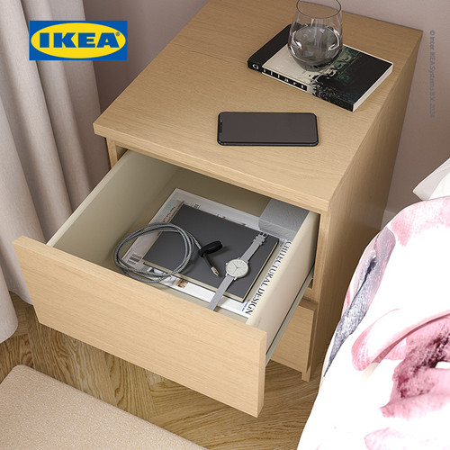 IKEA MALM Lemari Laci 2 Susun Minimalis Veneer Kayu Oak 40x55 cm