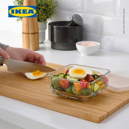 IKEA BESTAMMA Tempat Makanan Dengan Tutup Kaca Persegi 0.5L
