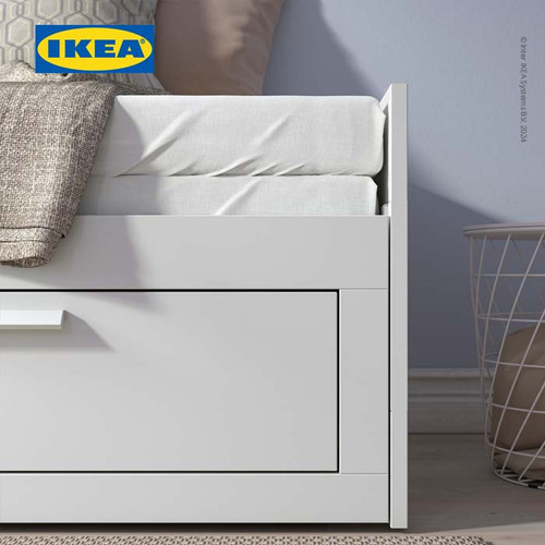 IKEA BRIMNES Rangka Tempat Tidur / Dipan Dengan 2 Laci Putih 80x200cm