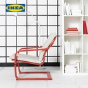 IKEA POANG Kursi Berlengan Sandaran Rendah Untuk Santai Merah /  Krem