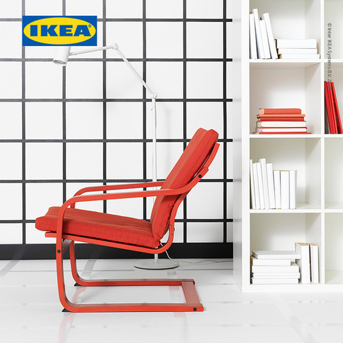 IKEA POANG Kursi Berlengan Sandaran Rendah Untuk Santai Merah / Vissle Merah