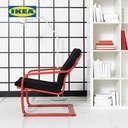 IKEA POANG Kursi Berlengan Sandaran Rendah Untuk Santai Merah / Vissle Hitam