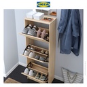 IKEA BISSA Rak Kabinet Sepatu Dengan 3 Kompartmen Efek Kayu Oak 49x28x135 cm