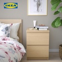 IKEA MALM Lemari Laci 2 Susun Minimalis Veneer Kayu Oak 40x55 cm