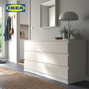 IKEA MALM Lemari 6 Laci Putih Minimalis 160x78 cm
