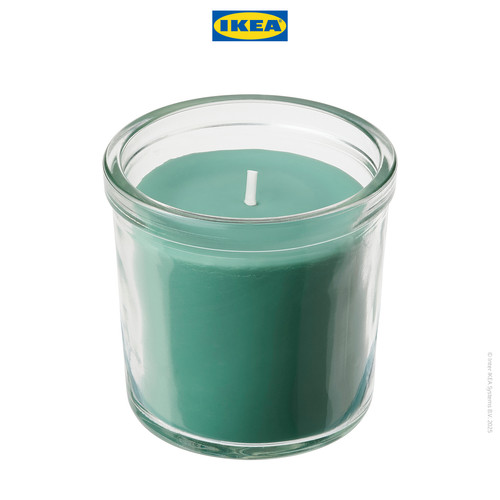 IKEA HEDERSAM Lilin Beraroma Rumput Segar/Hijau Muda Tahan 20 Jam