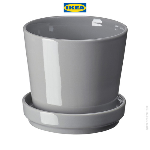 IKEA CITRUSFRUKT Pot Tanaman Dengan Alas Abu-Abu 9cm