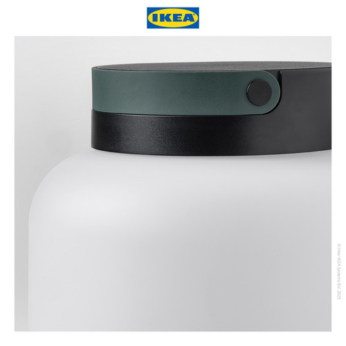 IKEA LANSPORT Lampu Portabel LED Putih/Abu-abu Tua 22cm
