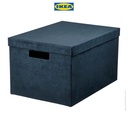 IKEA GJATTA Kotak Penyimpanan Dengan Tutup Beludru Biru Tua 25x35x20cm