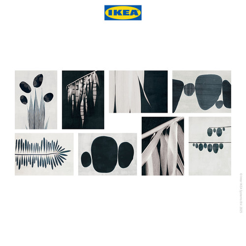 IKEA VAXBO Kartu Seni Abstrak 13x18pcs Isi 8pcs