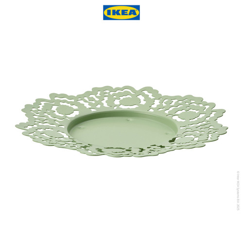 IKEA SILKESTRAD Piring Tempat Lilin Hijau Muda 18cm