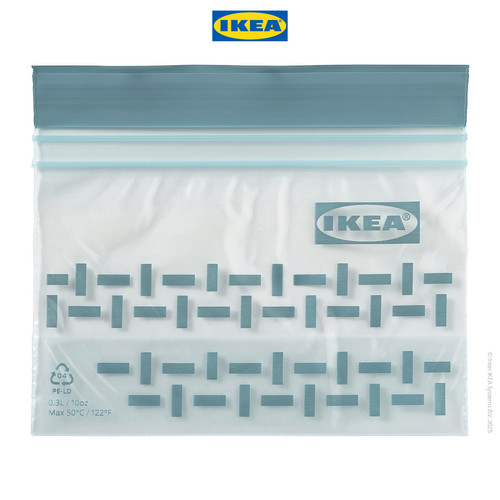 IKEA ISTAD Kantong Plastik Klip Penyimpan 0.3L Berpola Abu-abu Hijau si 25pcs