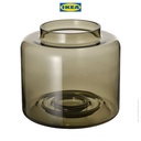 IKEA KONSTFULL Vas Bunga Minimalis Bahan Kaca Hijau-Cokelat 16cm