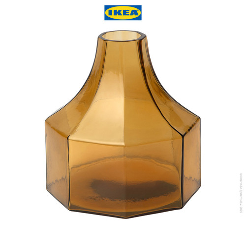 IKEA GOKVALLA Vas Bunga Minimalis Kuning Bahan Kaca 14x14x14cm