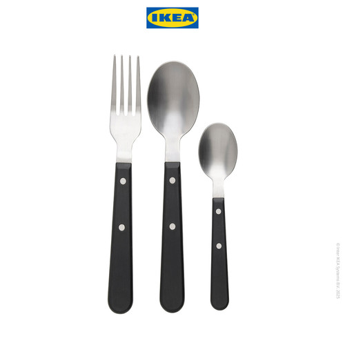 IKEA LIVNARA Set Peralatan Makan Hitam Isi 18pcs