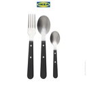 IKEA LIVNARA Set Peralatan Makan Hitam Isi 18pcs