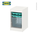 IKEA TROFAST Kombinasi Penyimpanan Dengan Kotak dan Baki Putih/Toska 34x44x56cm