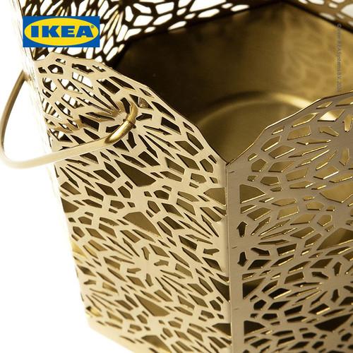IKEA GOKVALLA Tempat Lilin Emas 16x16x24cm