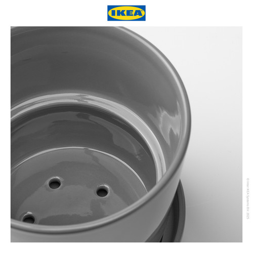 IKEA CITRUSFRUKT Pot Tanaman Dengan Alas Abu-Abu 9cm