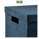 IKEA GJATTA Kotak Penyimpanan Dengan Tutup Beludru Biru Tua 25x35x20cm