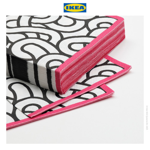 IKEA SOTRONN Tissue / Serbet Kertas Berpola Hitam Merah Muda 33x33cm Isi 30pcs