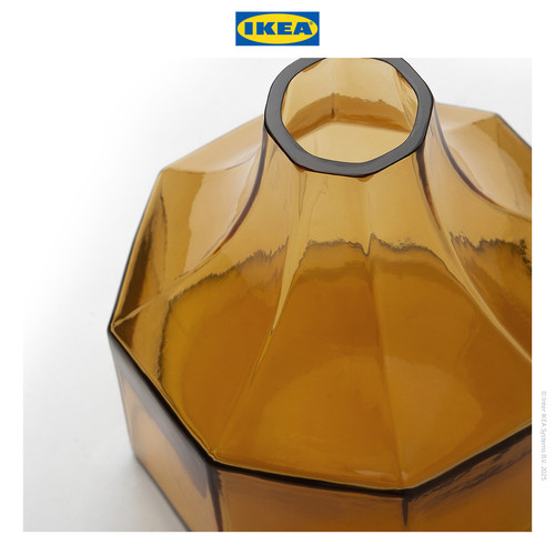 IKEA GOKVALLA Vas Bunga Minimalis Kuning Bahan Kaca 14x14x14cm