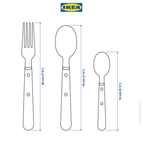 IKEA LIVNARA Set Peralatan Makan Hitam Isi 18pcs