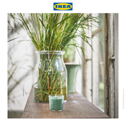 IKEA HEDERSAM Lilin Beraroma Rumput Segar/Hijau Muda Tahan 20 Jam