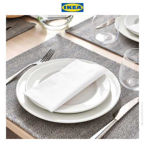 IKEA SILVERARV Alas Piring Krem/Biru 35x45cm