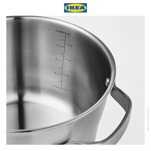 IKEA SENSUELL Panci Dengan Penutup Stainless Steel 5L