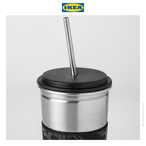 IKEA LANESPELARE Mug Dengan Tutup dan Sedotan