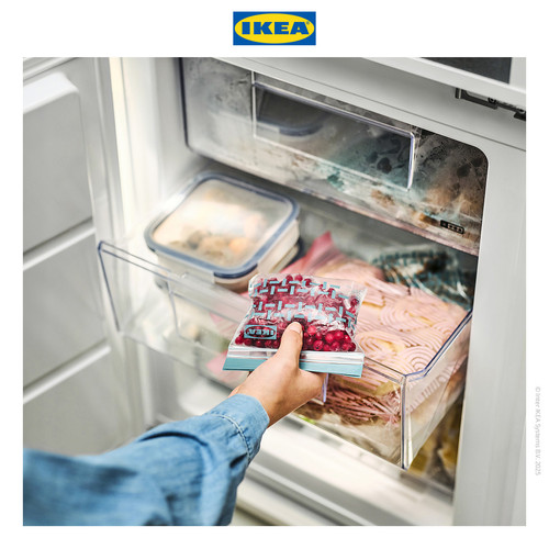 IKEA ISTAD Kantong Plastik Klip Penyimpan 0.3L Berpola Abu-abu Hijau si 25pcs