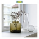 IKEA KONSTFULL Vas Bunga Minimalis Bahan Kaca Hijau-Cokelat 16cm