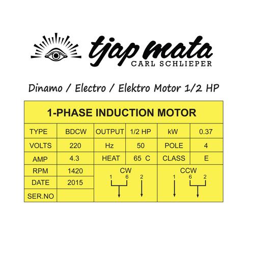 TJAP MATA / CAP MATA Dinamo / Electro / Elektro Motor 1/2 HP