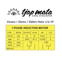 TJAP MATA / CAP MATA Dinamo / Electro / Elektro Motor 1/2 HP