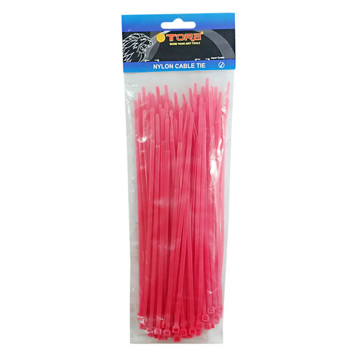 TORA Kabel Tis Nylon 3.6 x 200 mm - Tali Ikat Warna Merah 100 Pcs