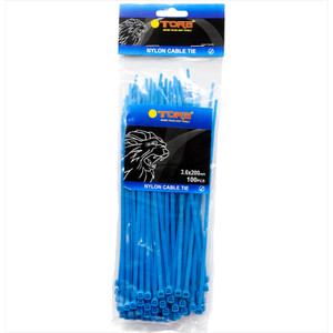 TORA Kabel Tis Nylon 3.6 x 200 mm - Tali Ikat Warna Biru 100 Pcs