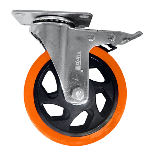 TORA Roda Nilon Orange 6 Inch Hidup + Rem